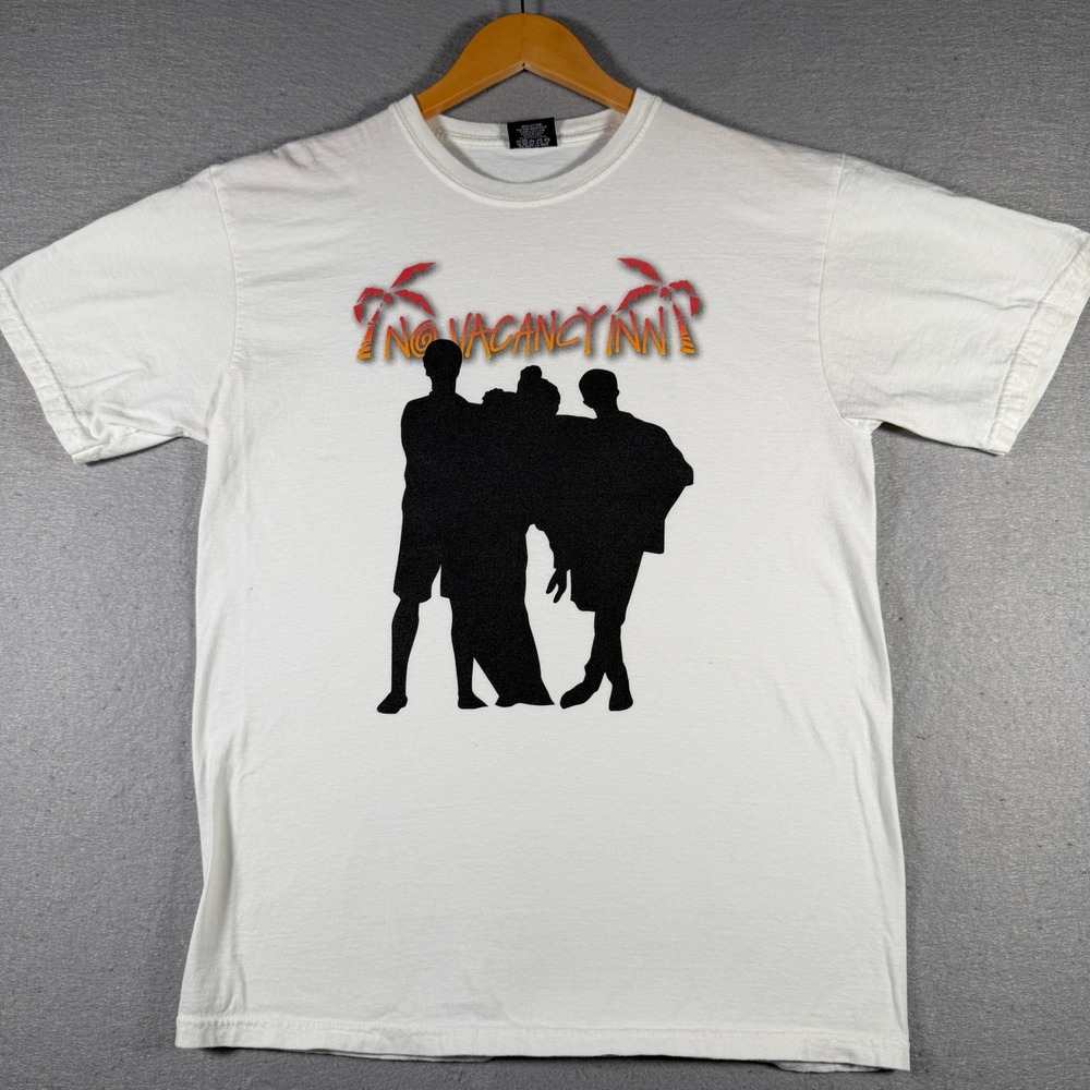 Stussy x No Vacancy Inn White Graphic T-Shirt Mens Size M Silhouette Palm Tree